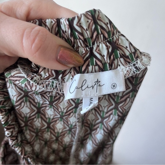 Calista Patterned High Rise Wide Leg Pants M - Picture 3 of 4